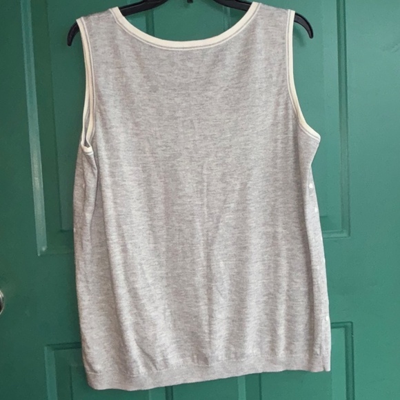 Talbots  Cotton/ Cashmere Gray Polka Dot  Sleeveless Sweater Sz 1X - Picture 6 of 7